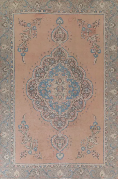 Vintage Wool Tabriz Persian Area Rug 9x12