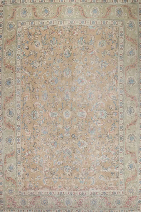 All-Over Floral Tabriz Persian Area Rug 10x13