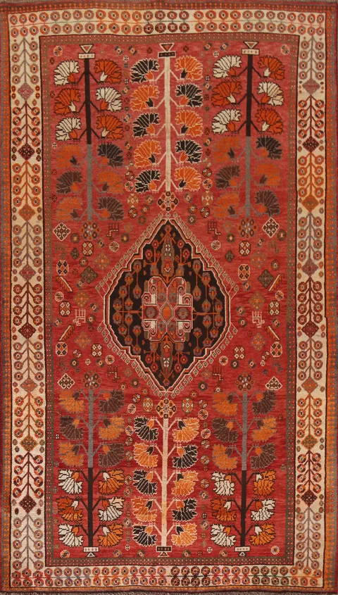 Vintage Wool Shiraz Persian Area Rug 5x9