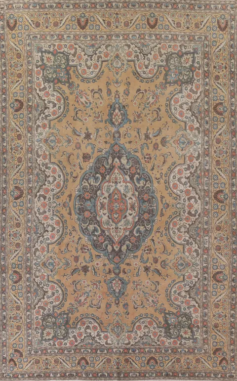 Handmade Wool Mashad Persian Area Rug 9x13