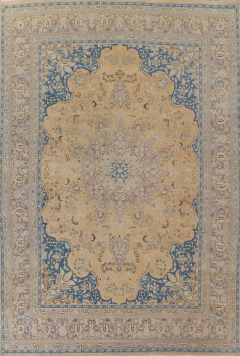 Vintage Floral Mashad Persian Area Rug 10x13