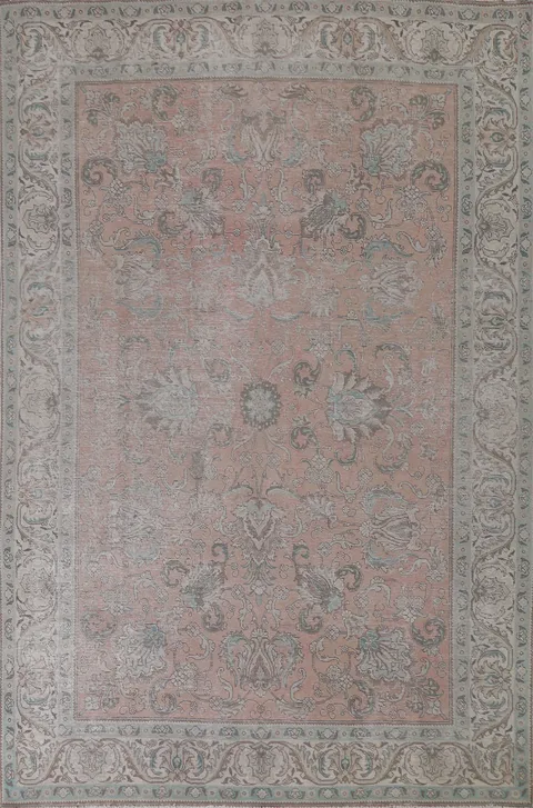 Distressed Floral Tabriz Persian Area Rug 8x11