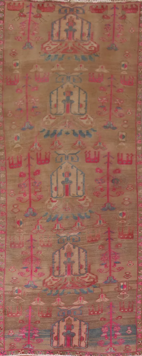 Distressed Over-Dyed Ardebil Persian Runner Rug 4x11