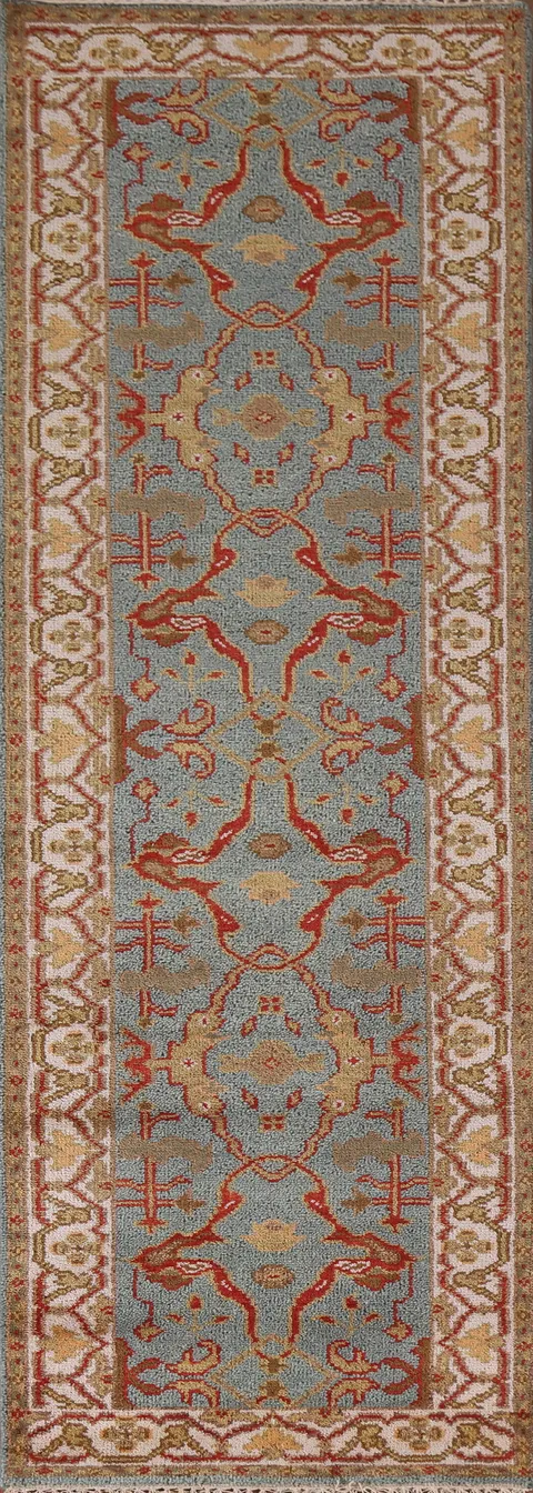 Handmade Oushak Wool Runner Rug 3x10