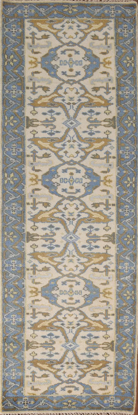 All-Over Wool Oushak Indo Runner Rug 3x10