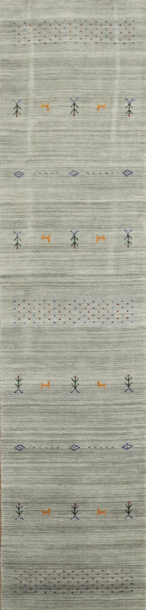 Silver Gray Gabbeh Oriental Runner Rug 2x10