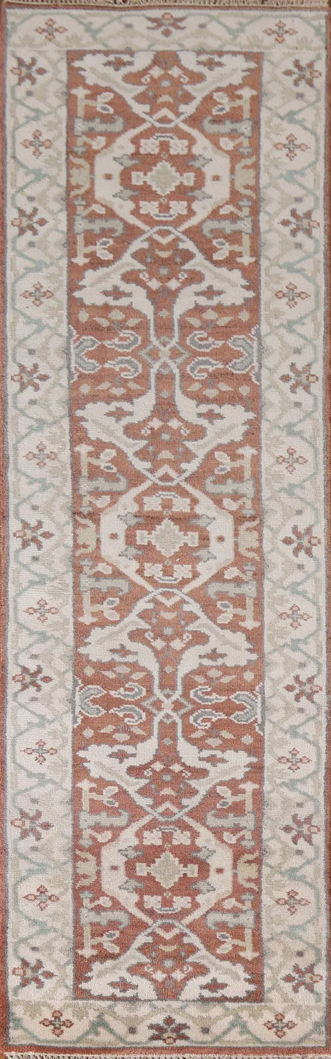 Handmade Oushak Wool Runner Rug 3x10