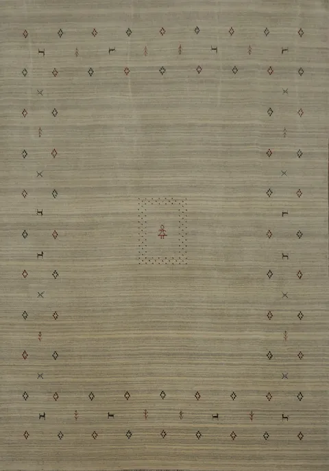 Stylishly Gabbeh Area Rug 8x10 with Simple Geometric Motifs