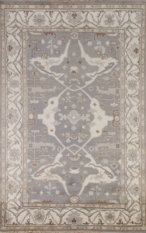 Handmade Gray Oushak Wool Area Rug 6x9