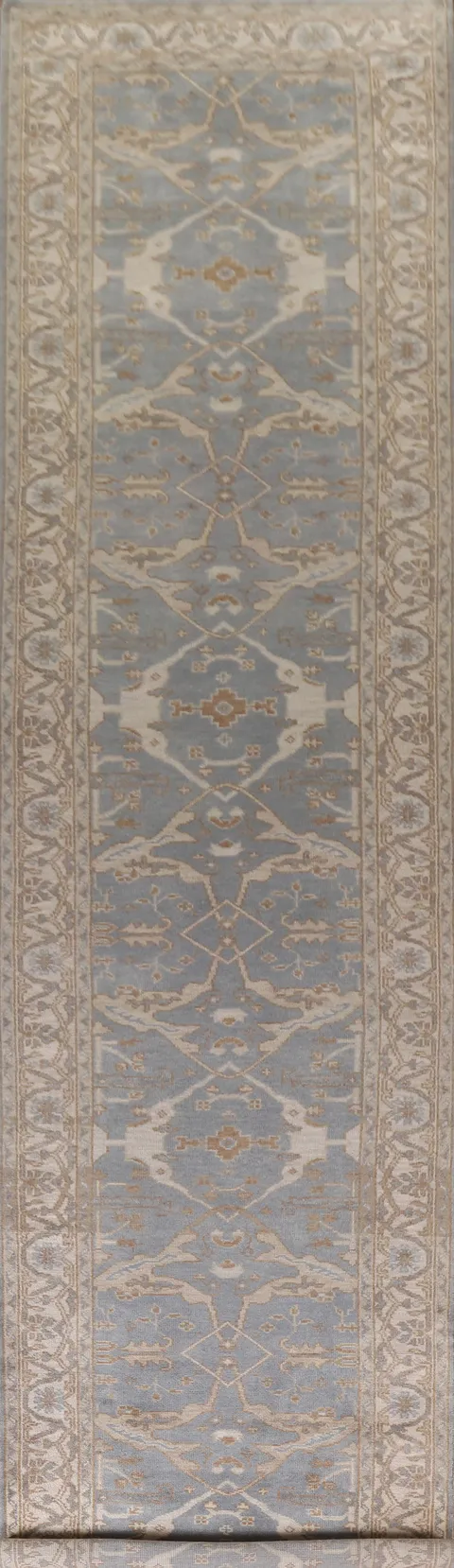 Gray Wool Oushak Oriental Runner Rug 4x22