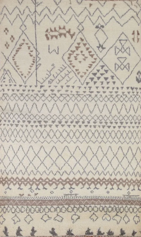 Trellis Wool Moroccan Modern Area Rug 5x8