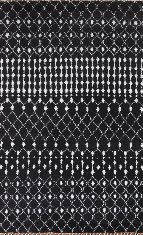 Handmade Black Moroccan Indian Area Rug 5x8