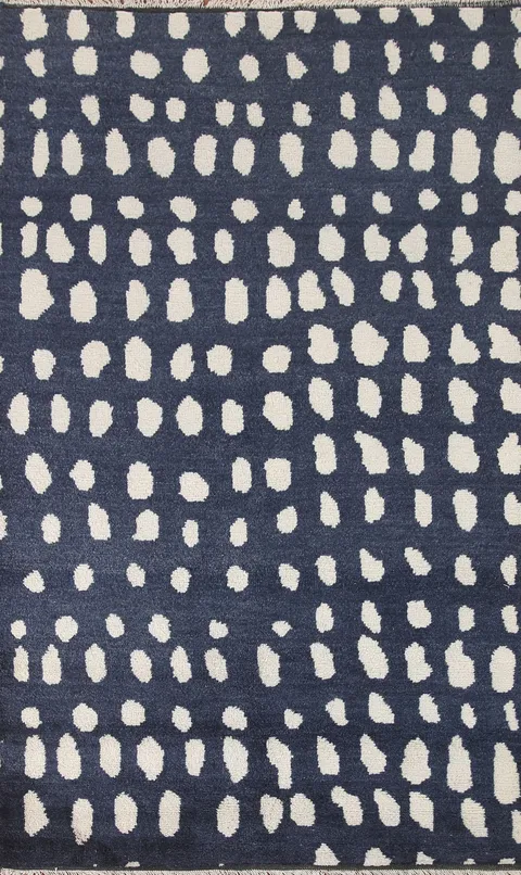 Navy Blue Moroccan Modern Area Rug 5x8