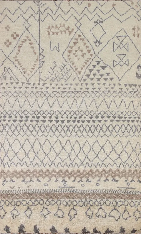 Earth Tone Plush Moroccan Indian Area Rug 5x8