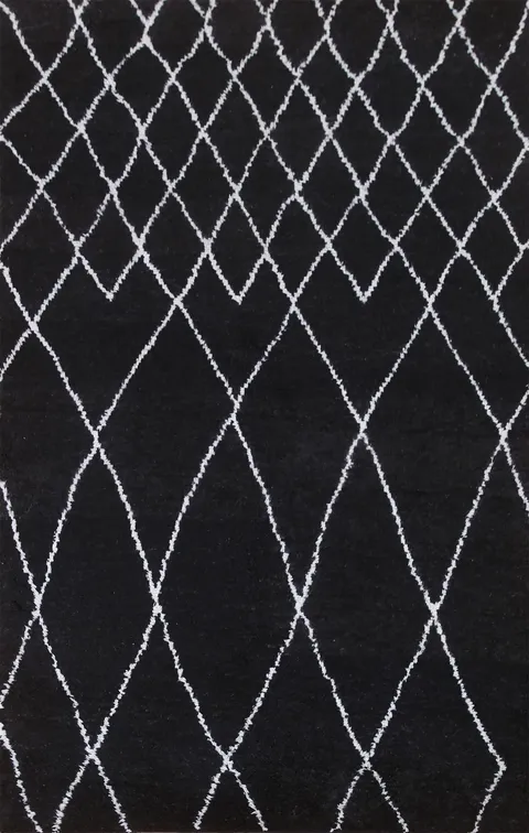 Black Moroccan Oriental Area Rug 5x8