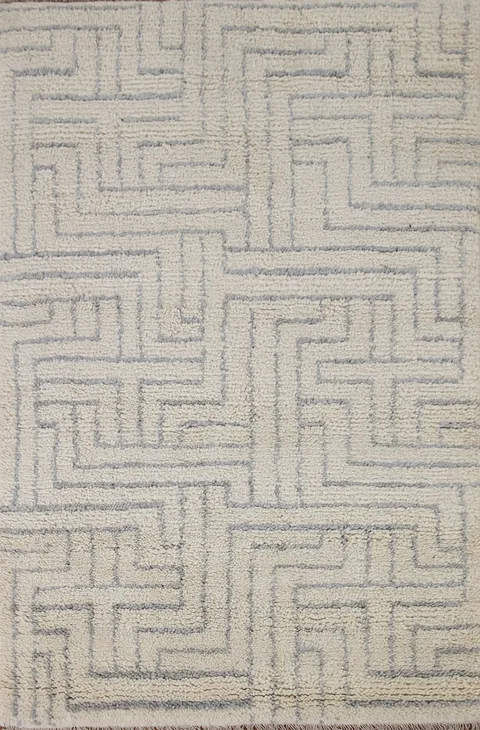 Earth Tone Plush Moroccan Modern Area Rug 5x7