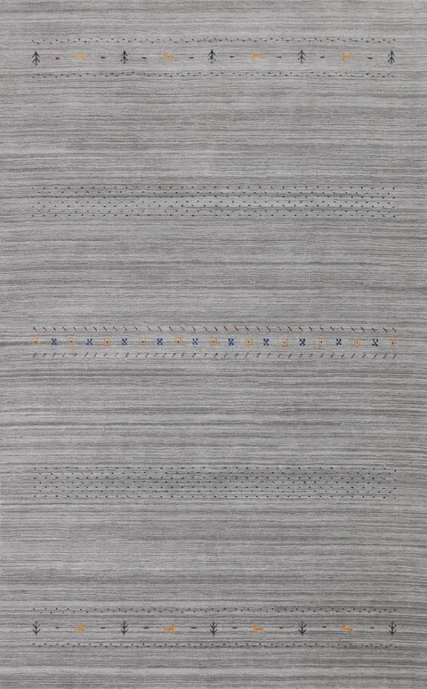 Striped Gray Gabbeh Indian Area Rug 6x10