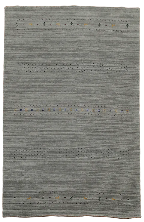 Striped Gray Gabbeh Indian Area Rug 6x10