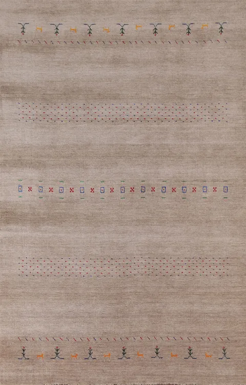 Beige & Brown Gabbeh Oriental Area Rug 5x8