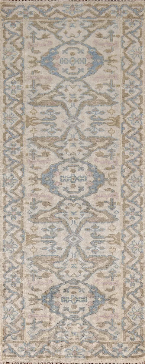 Handmade Oushak Indian Runner Rug 3x8