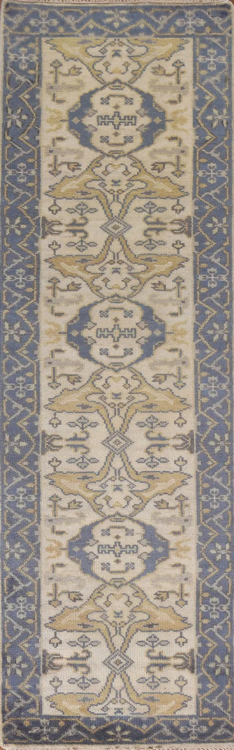 Handmade Oushak Oriental Runner Rug 3x10