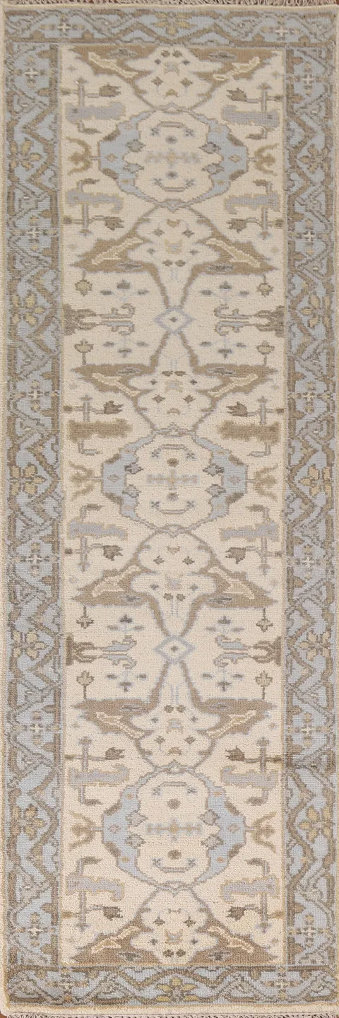 Handmade Oushak Oriental Runner Rug 3x10
