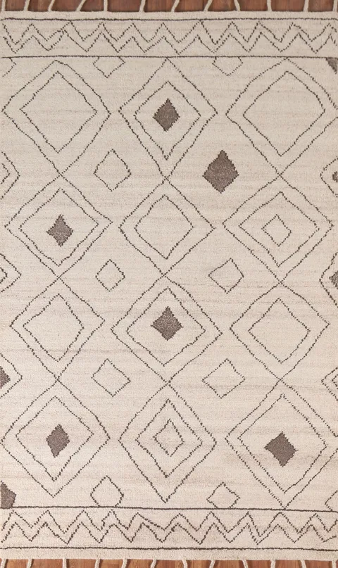 Geometric Plush Moroccan Earth Tone Wool Area Rug 5x8
