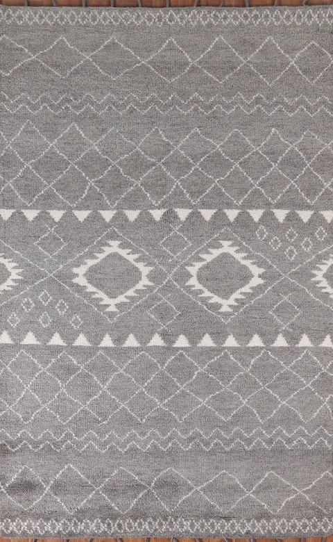 Geometric Wool Moroccan Indian Area Rug 5x8