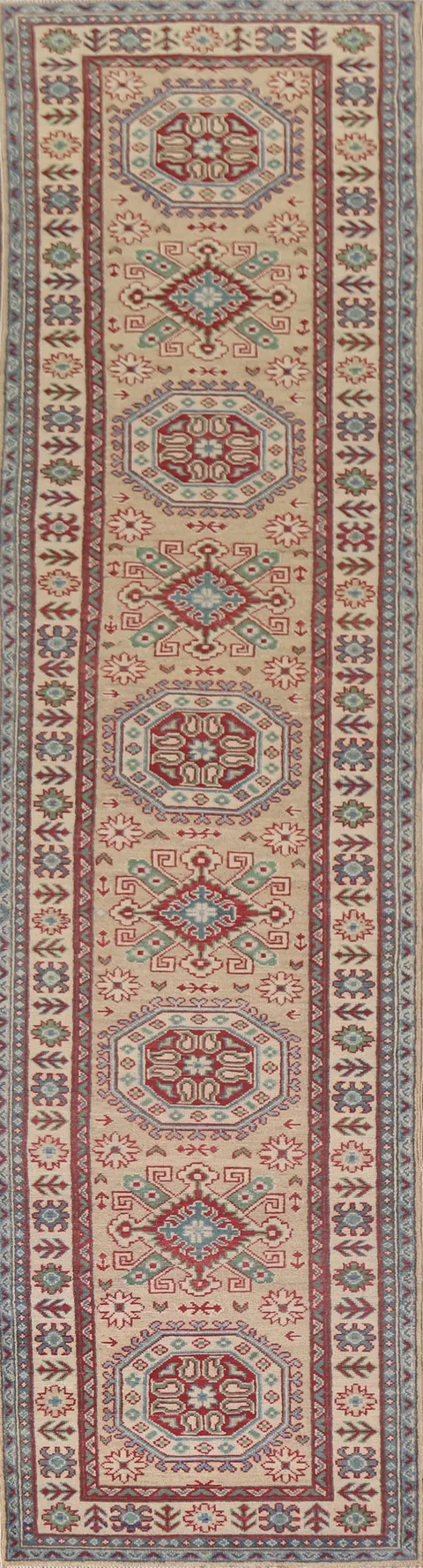 Handmade Kazak Oriental Runner Rug 3x13