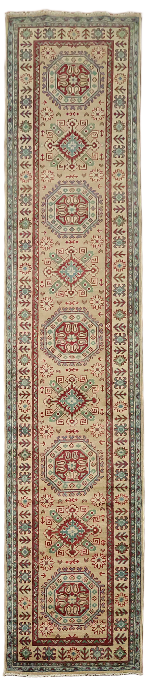Handmade Kazak Oriental Runner Rug 3x13