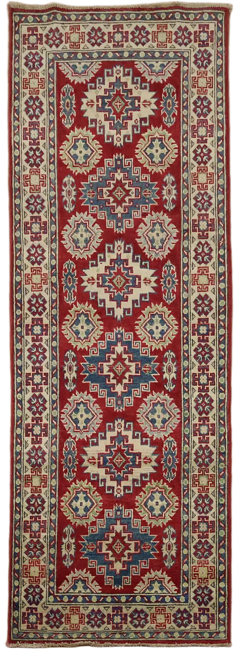 Red Wool Kazak South Western Runner Rug 3x8