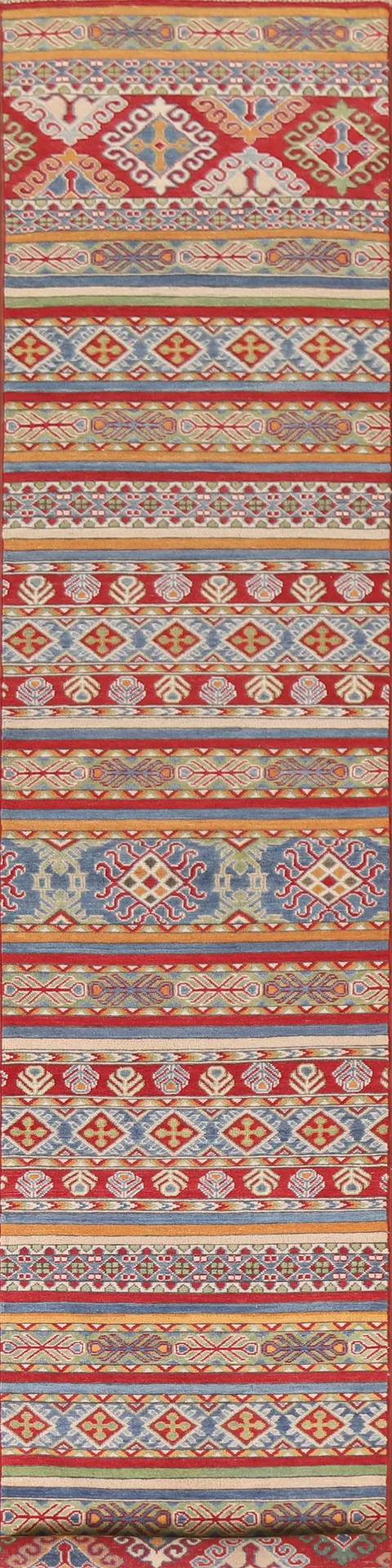 South Western Kazak Wool Runner Rug 3x14