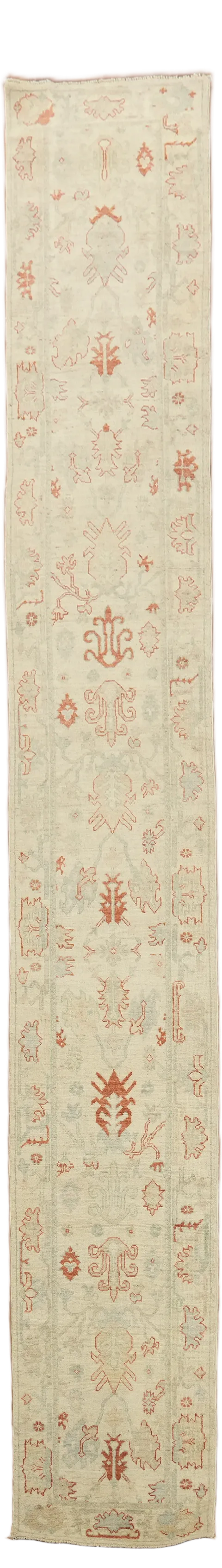 Earth Tone Oushak Vegetable Dye Runner Rug 2x18