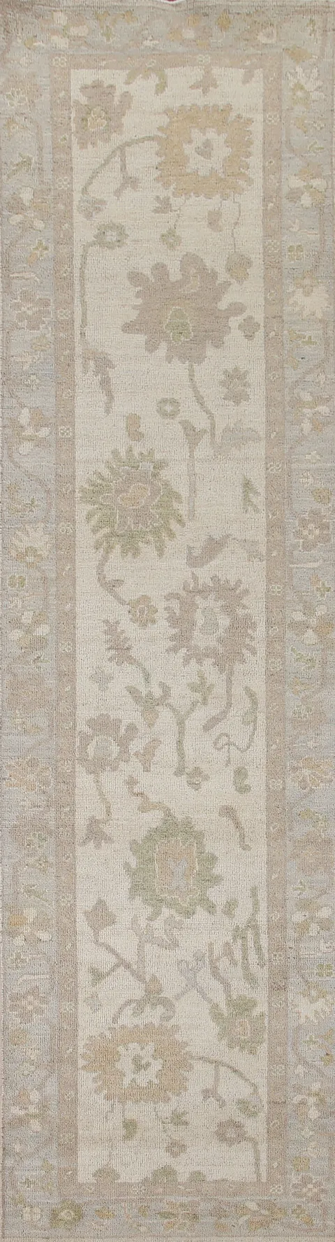 Vegetable Dye Oushak Turkish Runner Rug 3x12