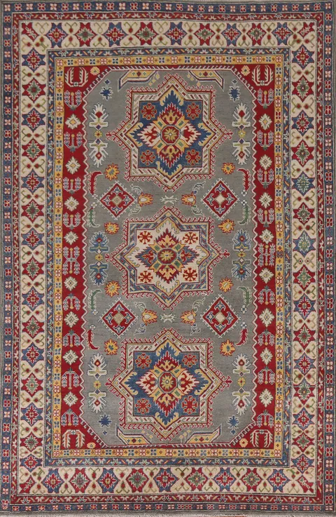 Geometric Wool Kazak Oriental Area Rug 7x10