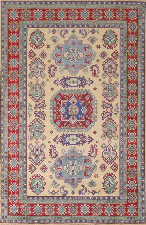 Geometric Kazak Oriental Area Rug 7x10