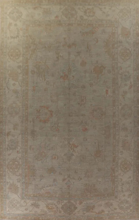 Vegetable Dye Oushak Turkish Large Rug 12x18