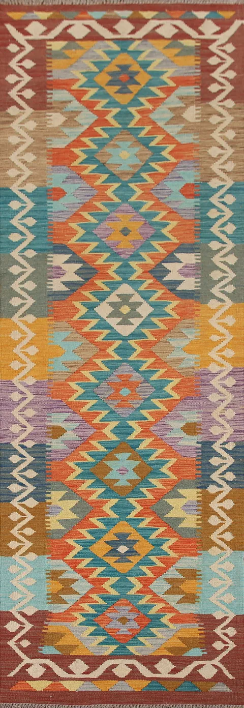 South Western Kilim Oriental Runner Rug 3x10