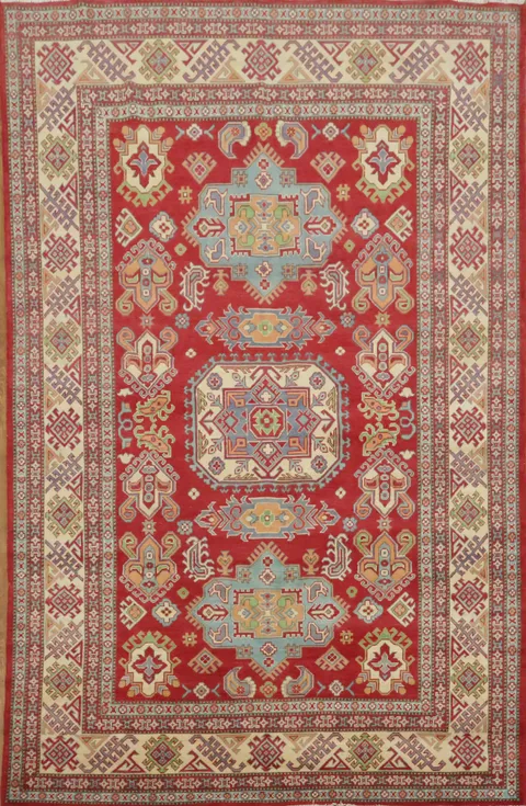 South Western Kazak Handmade Red Area Rug 6x10
