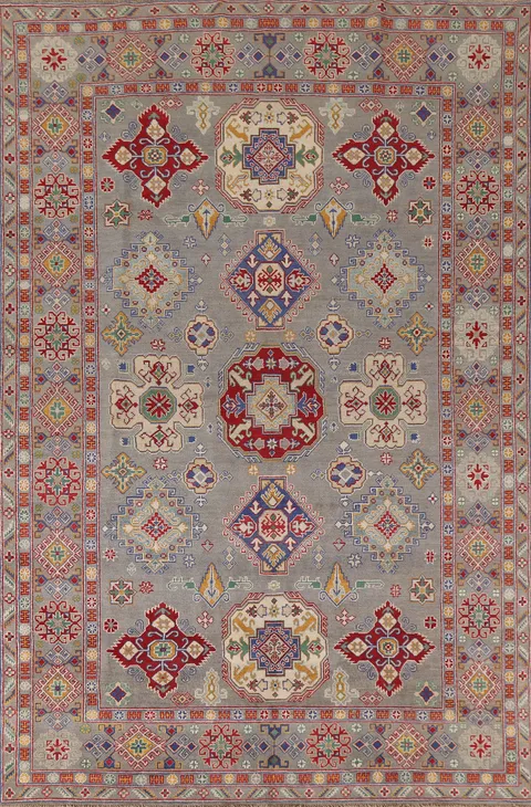 All-Over Geometric Kazak Handmade Area Rug 7x10