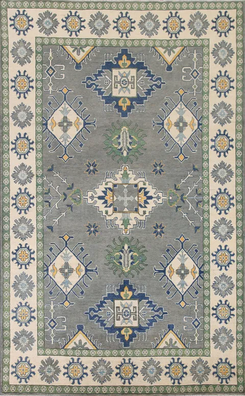 Gray Wool Kazak South Western Area Rug 7x10