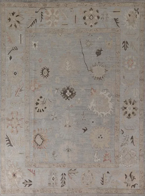 Muted Floral Oushak Vegetable Dye Area Rug 8x10