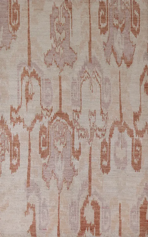 Abstract Oushak Vegetable Dye Wool Area Rug 5x8