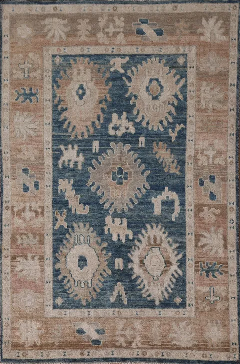 Vegetable Dye Oushak Turkish Area Rug 4x6