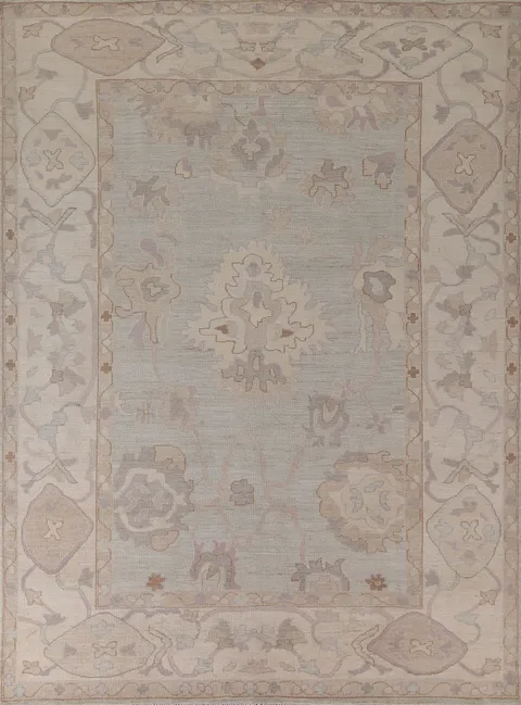 Muted Color Green Oushak Vegetable Dye Area Rug 8x10