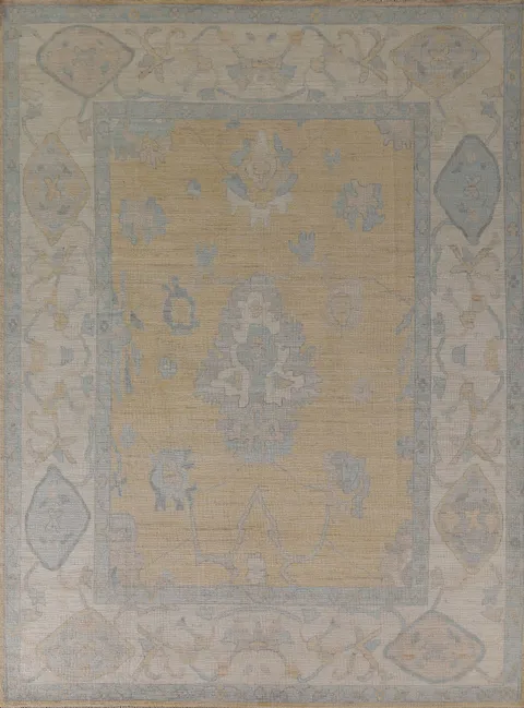 Muted Gold Oushak Vegetable Dye Area Rug 8x10