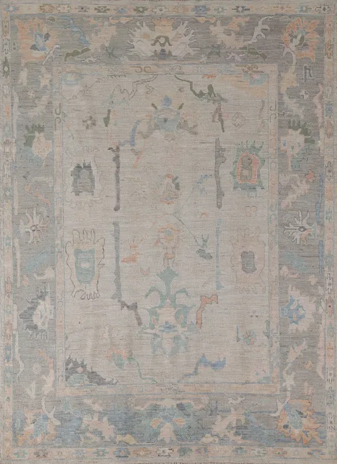 Vegetable Dye Oushak Turkish Area Rug 6x8