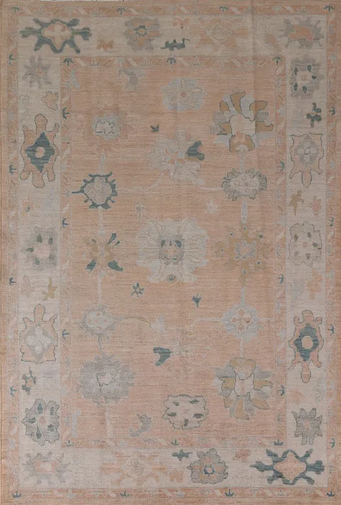 Vegetable Dye Oushak Turkish Area Rug 6x9