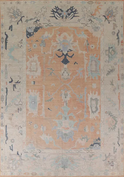 Vegetable Dye Oushak Turkish Area Rug 9x12