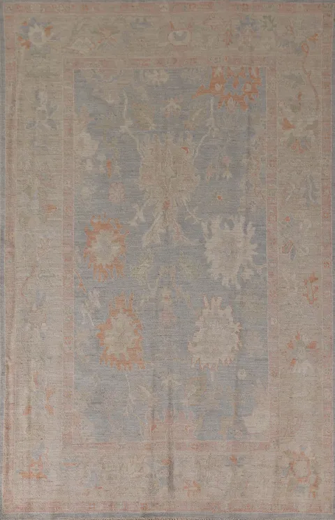 Muted Color Oushak Vegetable Dye Area Rug 6x9